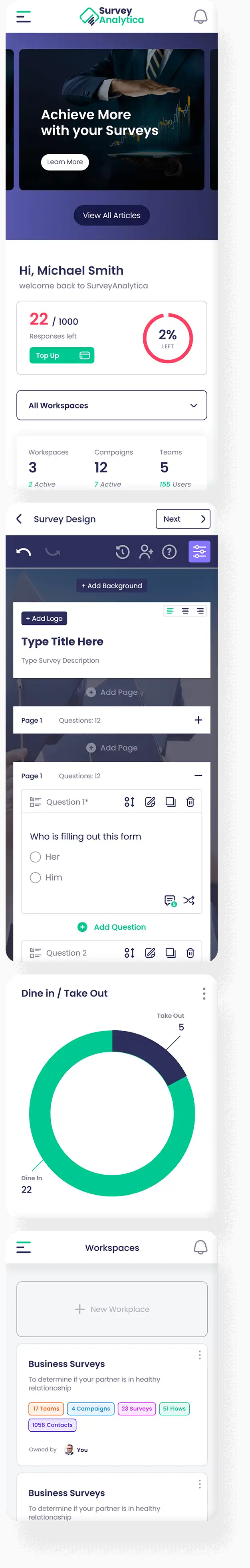 SurveyAnalytica dashboard preview